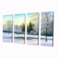 Green Trees Beautiful Winter Landscape Canvas Wall Art Print