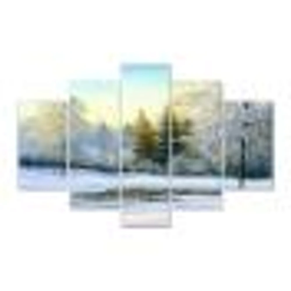 Green Trees Beautiful Winter Landscape Canvas Wall Art Print