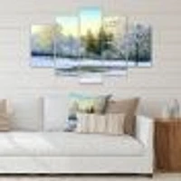 Green Trees Beautiful Winter Landscape Canvas Wall Art Print