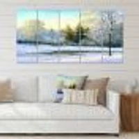 Green Trees Beautiful Winter Landscape Canvas Wall Art Print