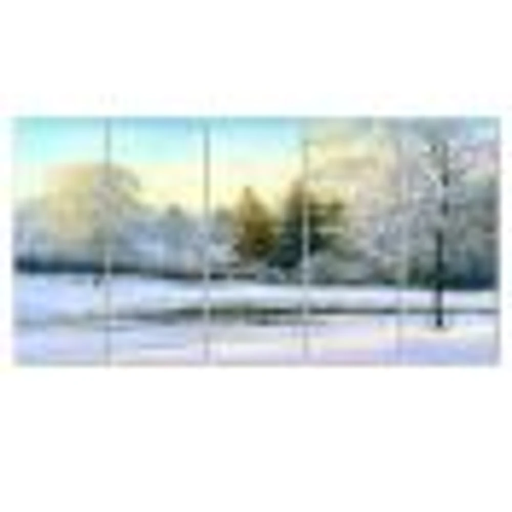 Green Trees Beautiful Winter Landscape Canvas Wall Art Print