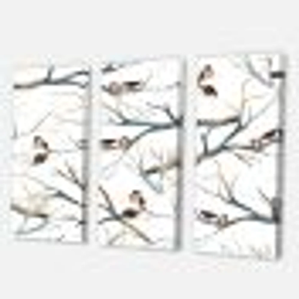 Toile imprimée « Little Birds on The Tree Branches I »