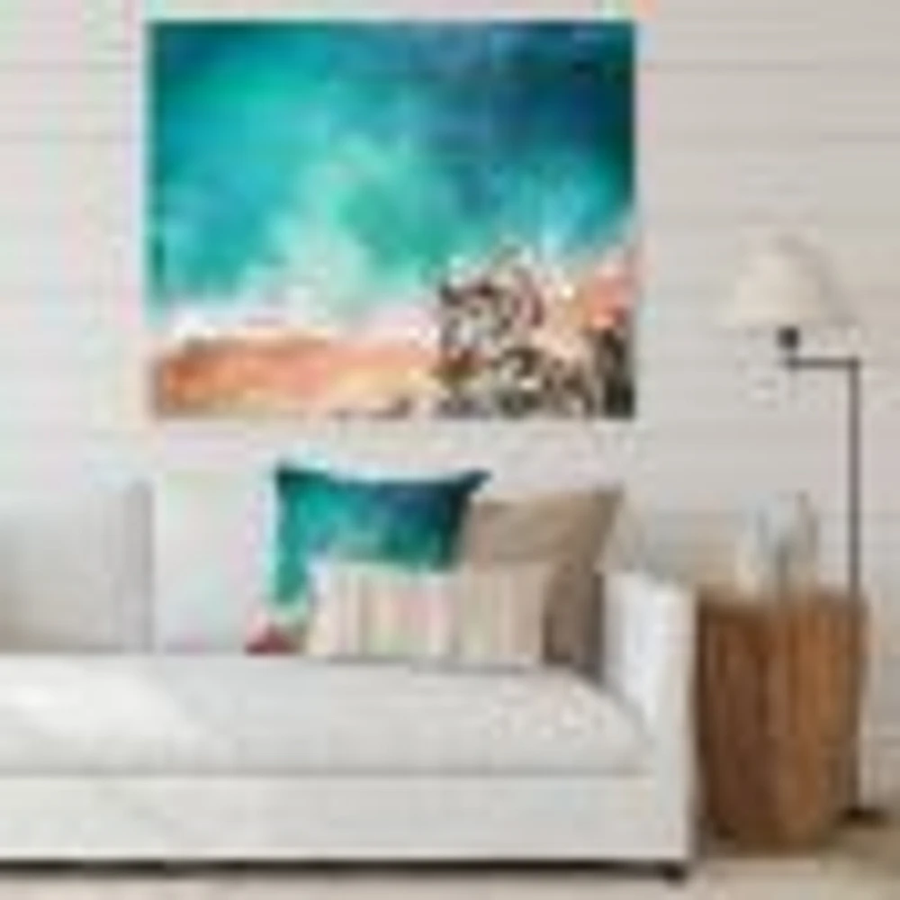 Turquoise Waves Breaking At The Sandy Beach I  Canvas Wall Art Print