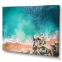 Turquoise Waves Breaking At The Sandy Beach I  Canvas Wall Art Print