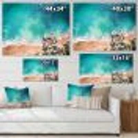 Turquoise Waves Breaking At The Sandy Beach I  Canvas Wall Art Print