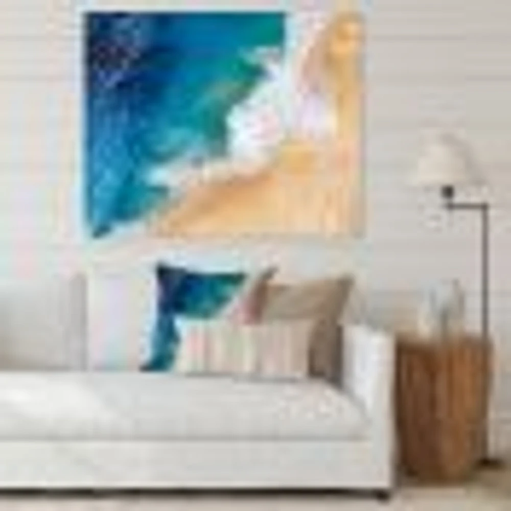 Turquoise Waves Breaking At The Sandy Beach III  Canvas Wall Art Print