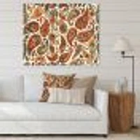 BohemianToile  imprimée « Retro Orange Modern Abstract Paisley »