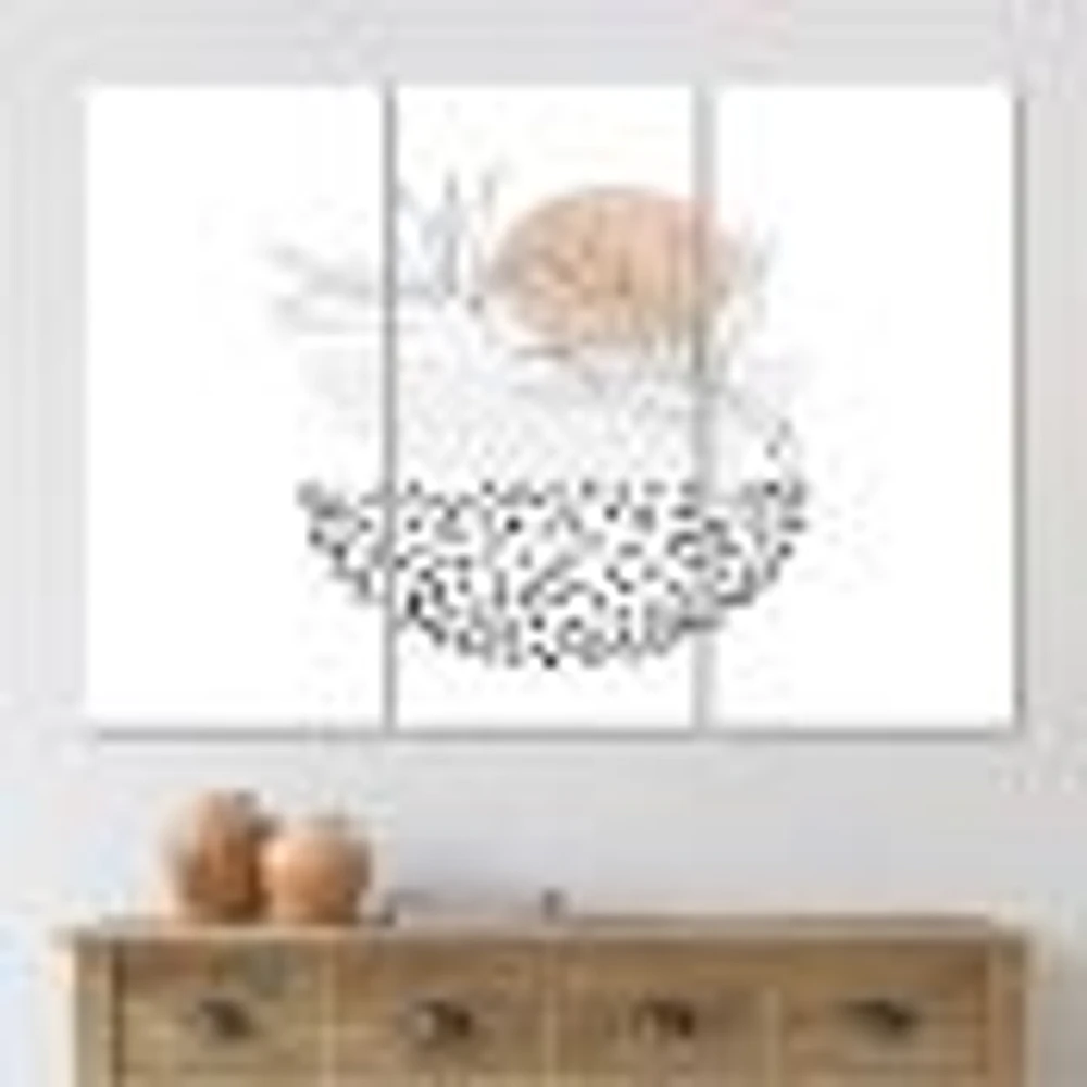 Abstract One Line Art Tropical Flower Canvas Wall Print - 3 Panels