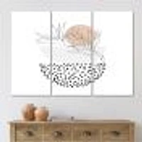 Abstract One Line Art Tropical Flower Canvas Wall Print - 3 Panels