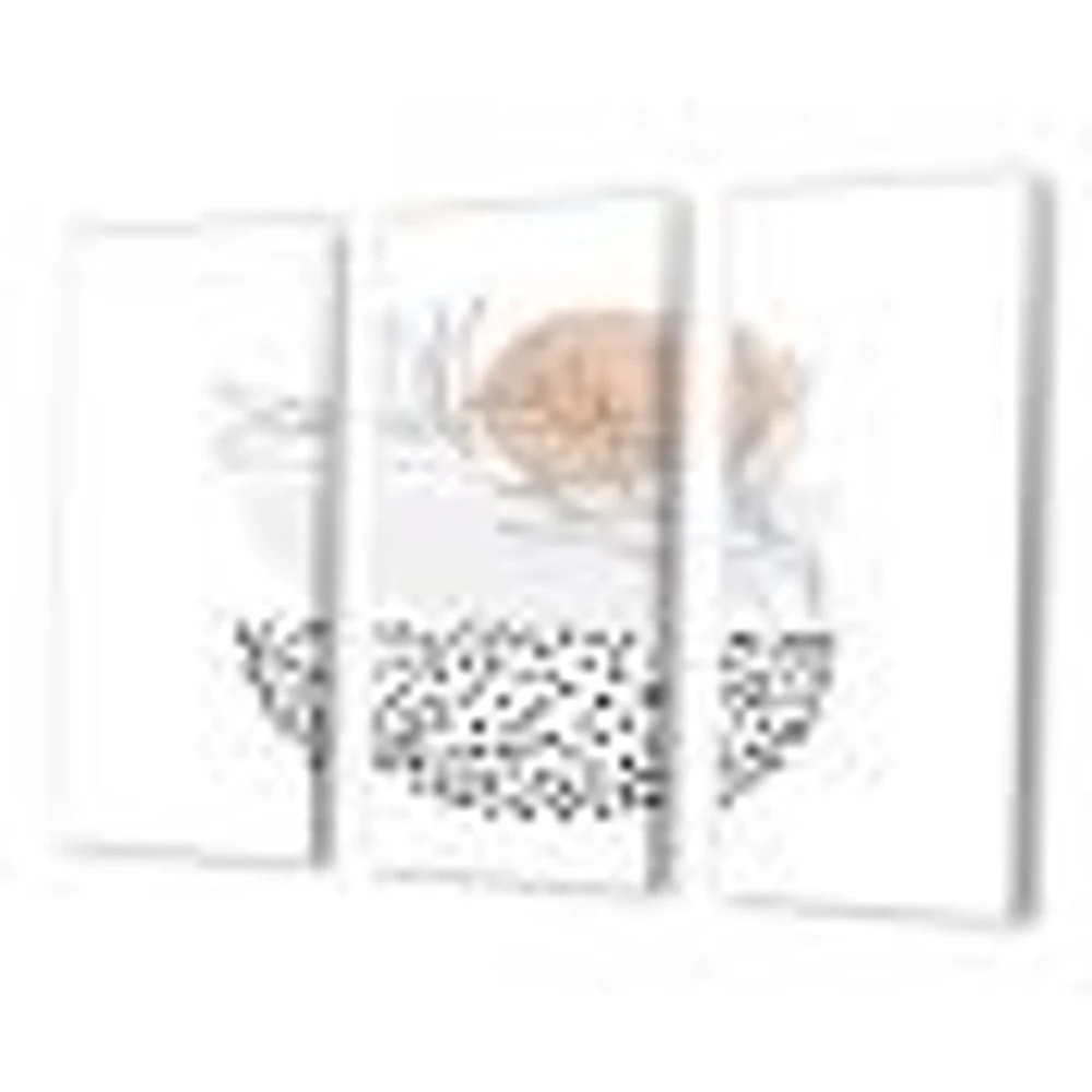 Abstract One Line Art Tropical Flower Canvas Wall Print - 3 Panels