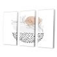 Abstract One Line Art Tropical Flower Canvas Wall Print - 3 Panels