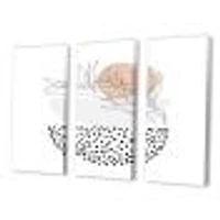 Abstract One Line Art Tropical Flower Canvas Wall Print - 3 Panels