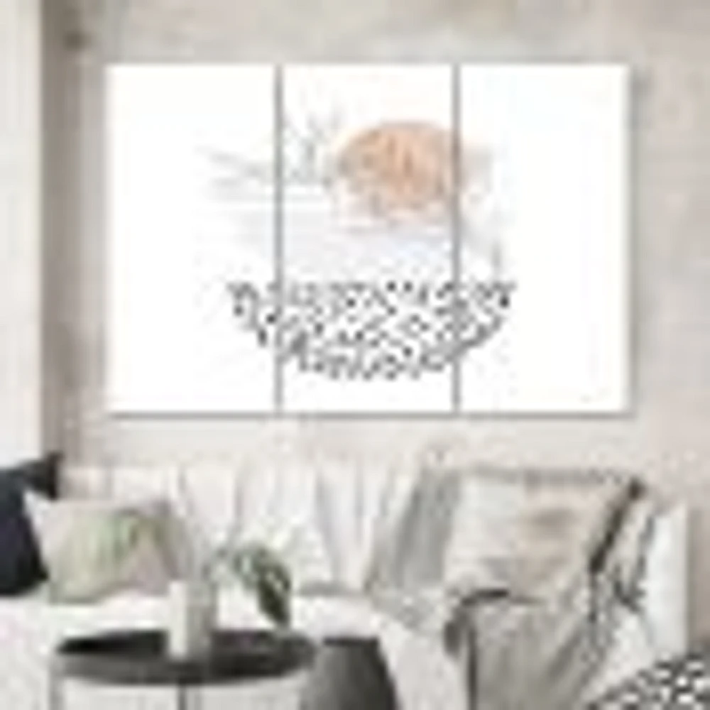 Abstract One Line Art Tropical Flower Canvas Wall Print - 3 Panels