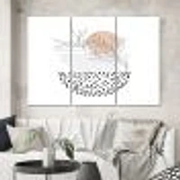Abstract One Line Art Tropical Flower Canvas Wall Print - 3 Panels