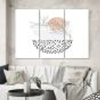 Abstract One Line Art Tropical Flower Canvas Wall Print - 3 Panels