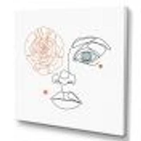 Female Face one Line Drawing with Minimal Shapes Canvas Wall Art Print