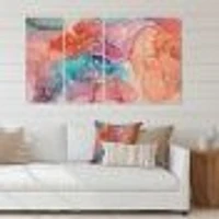 Turquoise and Brown Luxury Abstract Fluid Art II -5 Pieces Canvas Wall Print