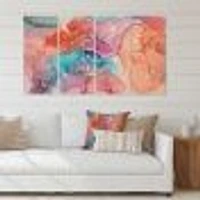 Turquoise and Brown Luxury Abstract Fluid Art II -5 Pieces Canvas Wall Print