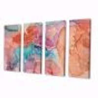 Turquoise and Brown Luxury Abstract Fluid Art II -5 Pieces Canvas Wall Print