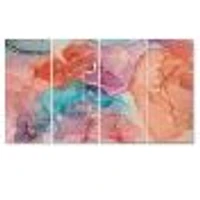 Turquoise and Brown Luxury Abstract Fluid Art II -5 Pieces Canvas Wall Print
