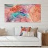 Turquoise and Brown Luxury Abstract Fluid Art II -5 Pieces Canvas Wall Print