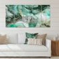 Green Luxury Abstract Fluid Art III Canvas Wall Print Panels