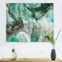 Green Luxury Abstract Fluid Art III  Canvas Wall Print