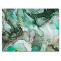 Green Luxury Abstract Fluid Art III  Canvas Wall Print