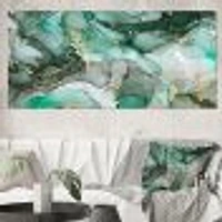 Green Luxury Abstract Fluid Art III  Canvas Wall Print