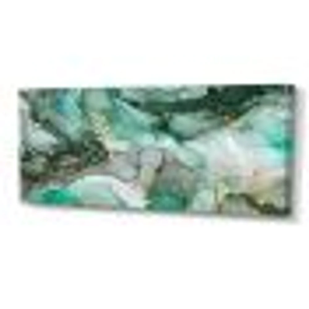 Green Luxury Abstract Fluid Art III  Canvas Wall Print