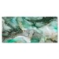 Green Luxury Abstract Fluid Art III  Canvas Wall Print