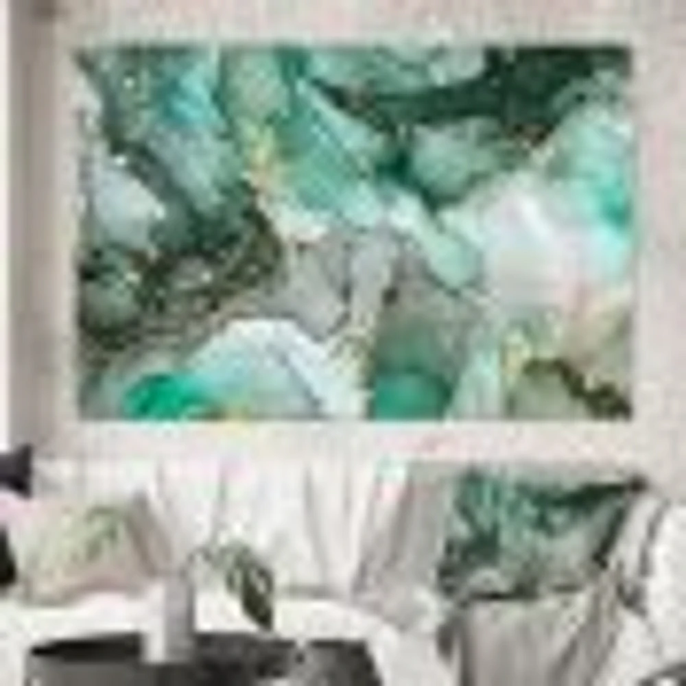 Toile imprimée « Green Luxury Abstract Fluid Art III