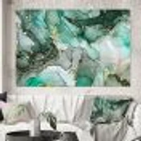 Green Luxury Abstract Fluid Art III  Canvas Wall Print