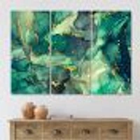 Green Luxury Abstract Fluid Art IV Canvas Wall Print