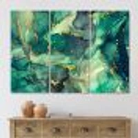 Green Luxury Abstract Fluid Art IV Canvas Wall Print