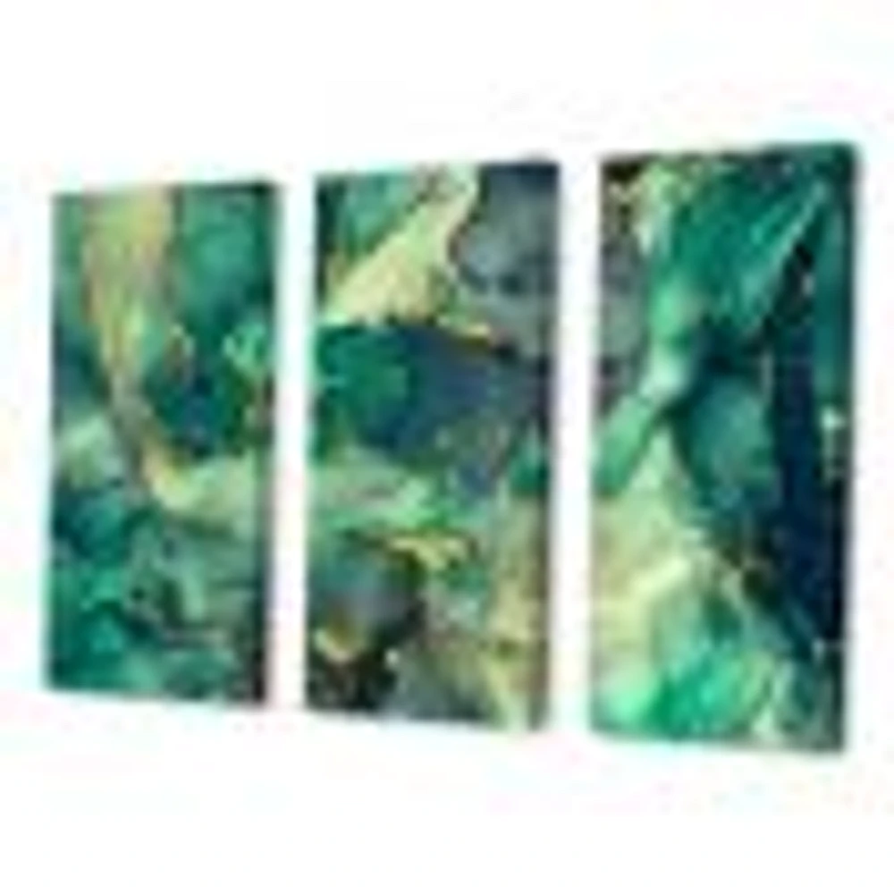 Green Luxury Abstract Fluid Art IV Canvas Wall Print