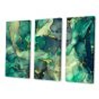 Green Luxury Abstract Fluid Art IV Canvas Wall Print