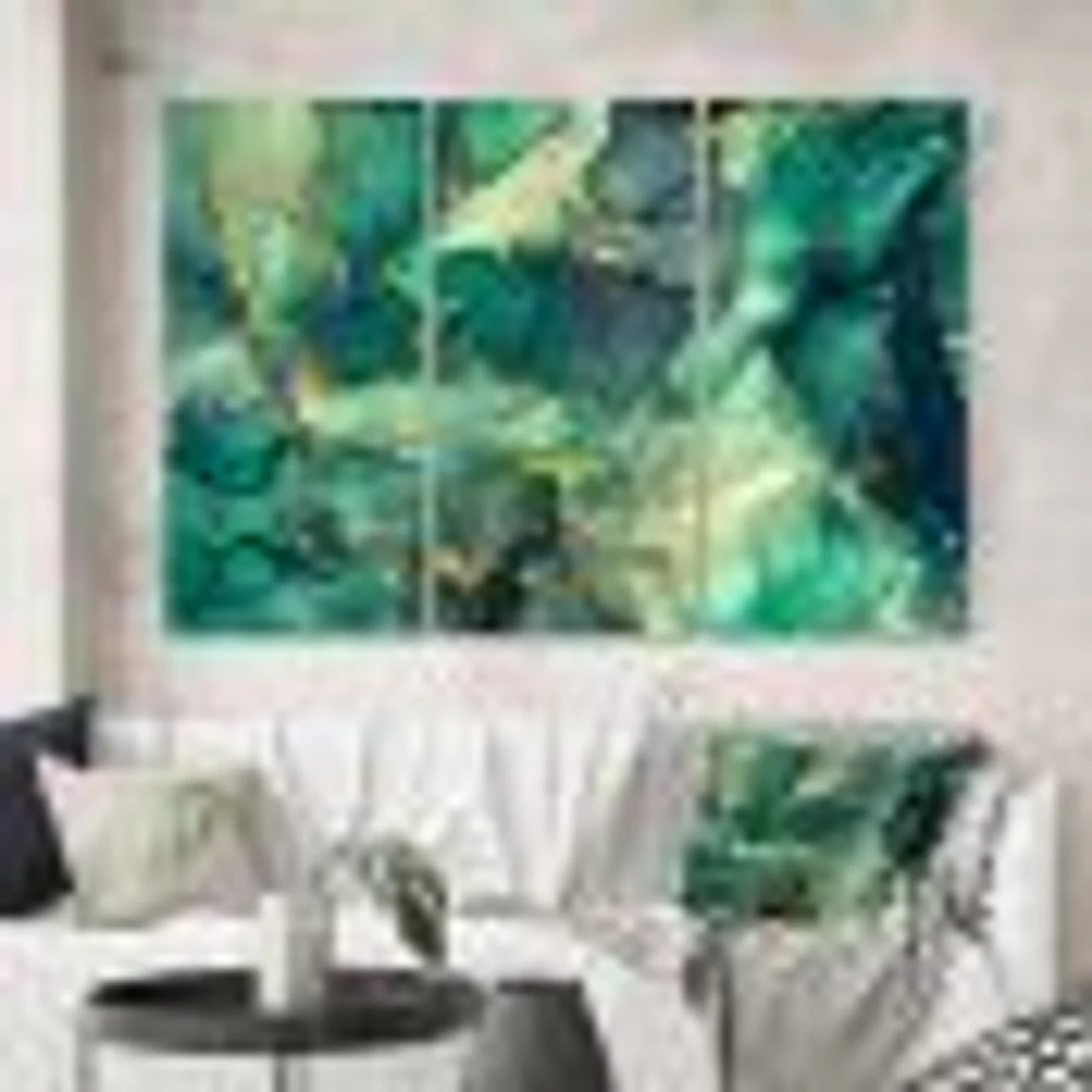 Green Luxury Abstract Fluid Art IV Canvas Wall Print