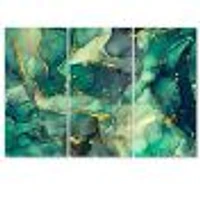 Green Luxury Abstract Fluid Art IV Canvas Wall Print