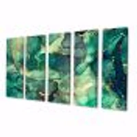 Toile imprimée « Luxury Abstract Fluid Art IV » verte