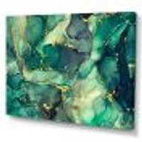 Green Luxury Abstract Fluid Art IV Canvas Wall Print