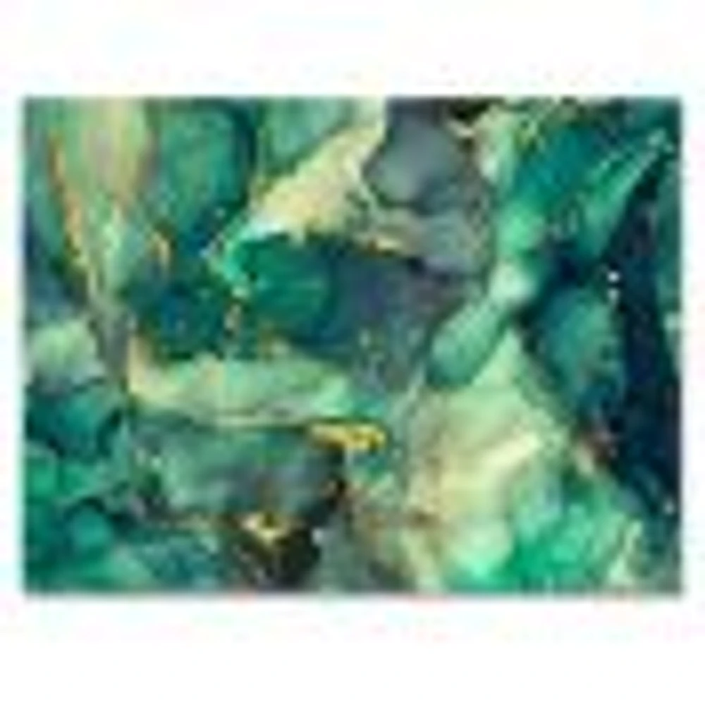 Green Luxury Abstract Fluid Art IV Canvas Wall Print