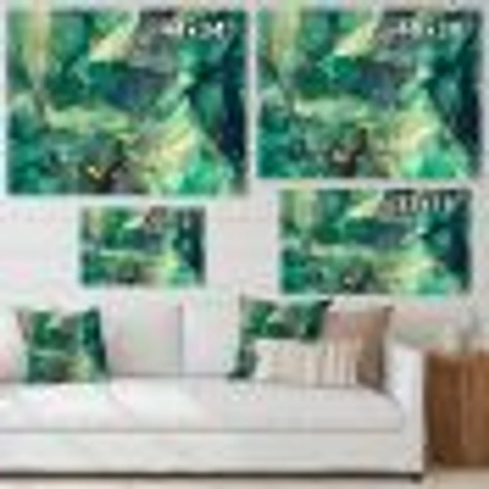 Green Luxury Abstract Fluid Art IV Canvas Wall Print