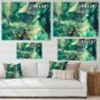 Green Luxury Abstract Fluid Art IV Canvas Wall Print