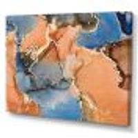 Blue and Orange Luxury Abstract Fluid Art I Canvas Wall Print