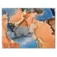 Blue and Orange Luxury Abstract Fluid Art I Canvas Wall Print
