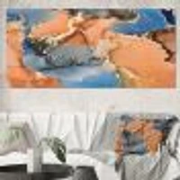 Blue and Orange Luxury Abstract Fluid Art I Canvas Wall Print