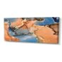 Blue and Orange Luxury Abstract Fluid Art I Canvas Wall Print