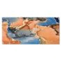 Blue and Orange Luxury Abstract Fluid Art I Canvas Wall Print