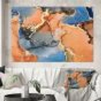 Blue and Orange Luxury Abstract Fluid Art I Canvas Wall Print